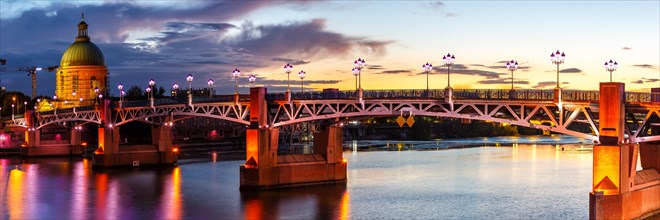 Pont Saint-Pierre Bridge with Garonne River Panorama in Toulouse