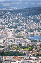 View of the city of Zurich and Lake Zurich from the Uetliberg