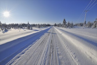 Snow covered road in winter
