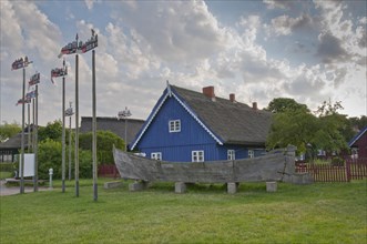 Fishermen's houses in Nida with the typical pennants