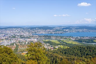 View of the city of Zurich and Lake Zurich from the Uetliberg