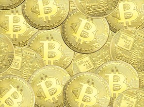 Bitcoin BTC crypto currency gold coins abstract texture