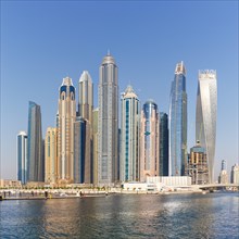 Dubai Marina and Harbour Skyline Architecture Luxury Holiday in Arabia square in Dubai