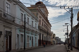 Street with old colonial architecture in Cienfuegos