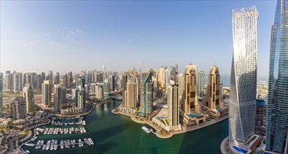 Dubai Marina and Harbour Skyline Overview Architecture Luxury Holidays in Arabia with Boats Panorama in Dubai