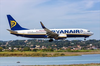 A Ryanair Boeing 737-800 with registration EI-EVV at Corfu Airport