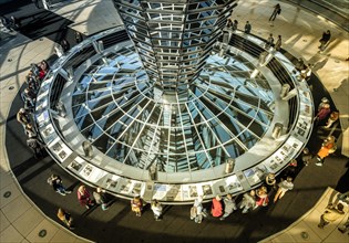 The walk-in glass dome inside the Reichstag building