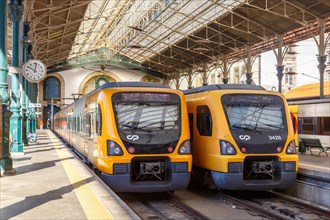 Trains railway railway in Porto Sao Bento station in Portugal in Porto