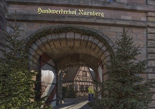 Christmas decorated gateway to the Handwerkerhof