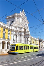 Tramway Tram Lisbon public transport transport transport at the Arc de Triomphe in Lisbon