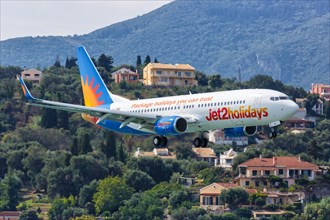 A Jet2 Boeing 737-800 with registration G-JZBO at Corfu Airport