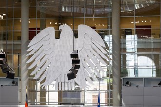 Federal eagle in the plenary hall of the German Bundestag