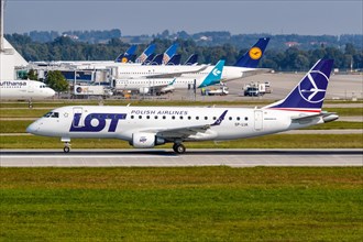 A LOT Polish Airlines Embraer ERJ175 with registration SP-LIA at the airport in Munich
