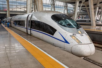 Siemens Velaro CN CRH3 high speed train at Beijing South Railway Station in Beijing