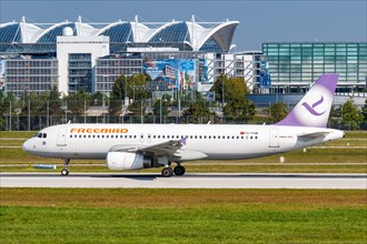 An Airbus A320 aircraft of Freebird Airlines with the registration TC-FHM at the airport in Munich