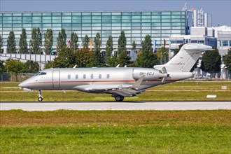 A VistaJet Bombardier Challenger 605 with registration number 9H-VCJ at Munich Airport