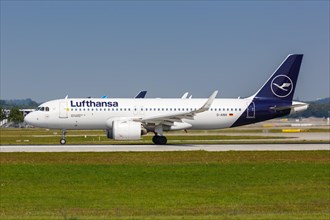 A Lufthansa Airbus A320neo aircraft with the registration D-AINX at Munich Airport