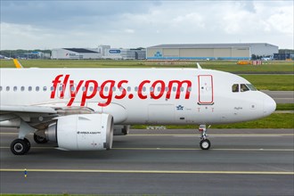 An Airbus A320neo aircraft of Pegasus Airlines with registration TC-NBD at the airport in Amsterdam
