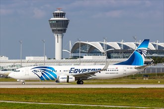 A Boeing 737-800 aircraft of Egyptair with registration SU-GEI at the airport in Munich