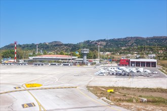 Old terminal and tower of the airport in Zakynthos
