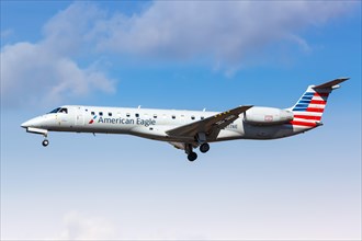 An Embraer 140 aircraft of American Eagle Envoy Air with registration N817AE at New York John F Kennedy