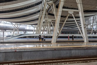 High speed trains trains at Beijing South Railway Station in Beijing