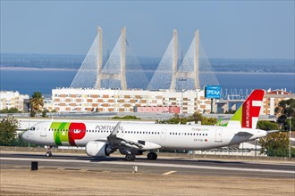An Airbus A321neo aircraft of TAP Air Portugal with registration CS-TJQ at the airport in Lisbon