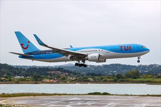 A TUI Boeing 767-300ER with the registration G-OBYG at Corfu Airport