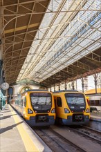 Trains railway railway in Porto Sao Bento station in Portugal in Porto