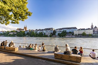 People on the Rhine terrace on the banks of the Rhine