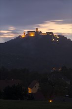 View of Wartburg Castle from the Goepelskuppel at blue hour