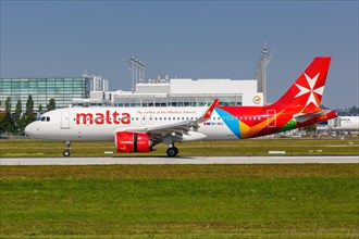 An Air Malta Airbus A320neo aircraft with registration number 9H-NEC at Munich Airport