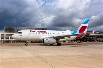 An Airbus A319 of Eurowings Europe with the registration OE-LYX at the airport in Stuttgart
