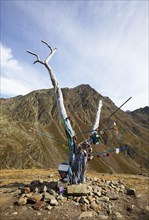Tree of longing Wishes and dreams on the pass summit of the Timmelsjoch High Alpine Road
