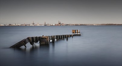 Long exposure of an old rusty jetty on the Baltic Sea coast off Stralsund