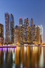 Dubai Marina Harbour Skyline Architecture Vacation by Night in Dubai