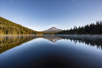 Reflection of Mt. Hood volcano in Trillium Lake