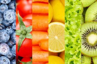 Fruits Fruit and Vegetable Collage Collection Background with Berries