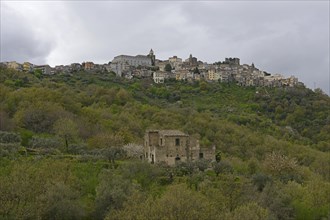 View of the mountain village of Novara di Sicilia