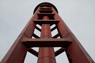 Historic steel water tower in the Schoeneberger Suedgelaende nature park in the Tempelhof-Schoeneberg district