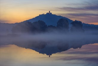 Wachsenburg Castle at Dawn Reflecting in Lake
