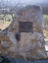 Memorial stone to J. W. von Goethe at the Koenigstein rock formation