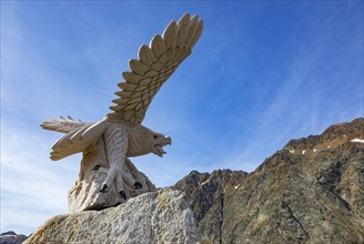 Eagle sculpture on the pass summit of the Timmelsjoch High Alpine Road