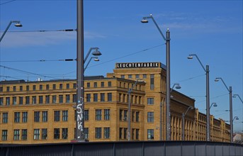 View from the Treskow Bridge of historic industrial buildings in Oberschoeneweide