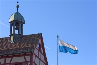 Waving Bavarian state flag at the Kaiserkapelle