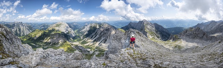 Hiker enjoying mountain panorama