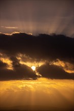 A Dramatic Sunset in the Evening with Clouds