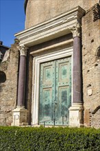 Historical original door in bronze from antiquity from Temple of Romulus