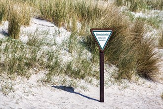 Sign with inscription Dune Protection Area