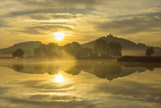 Wachsenburg Castle at Sunrise Reflecting in Lake
